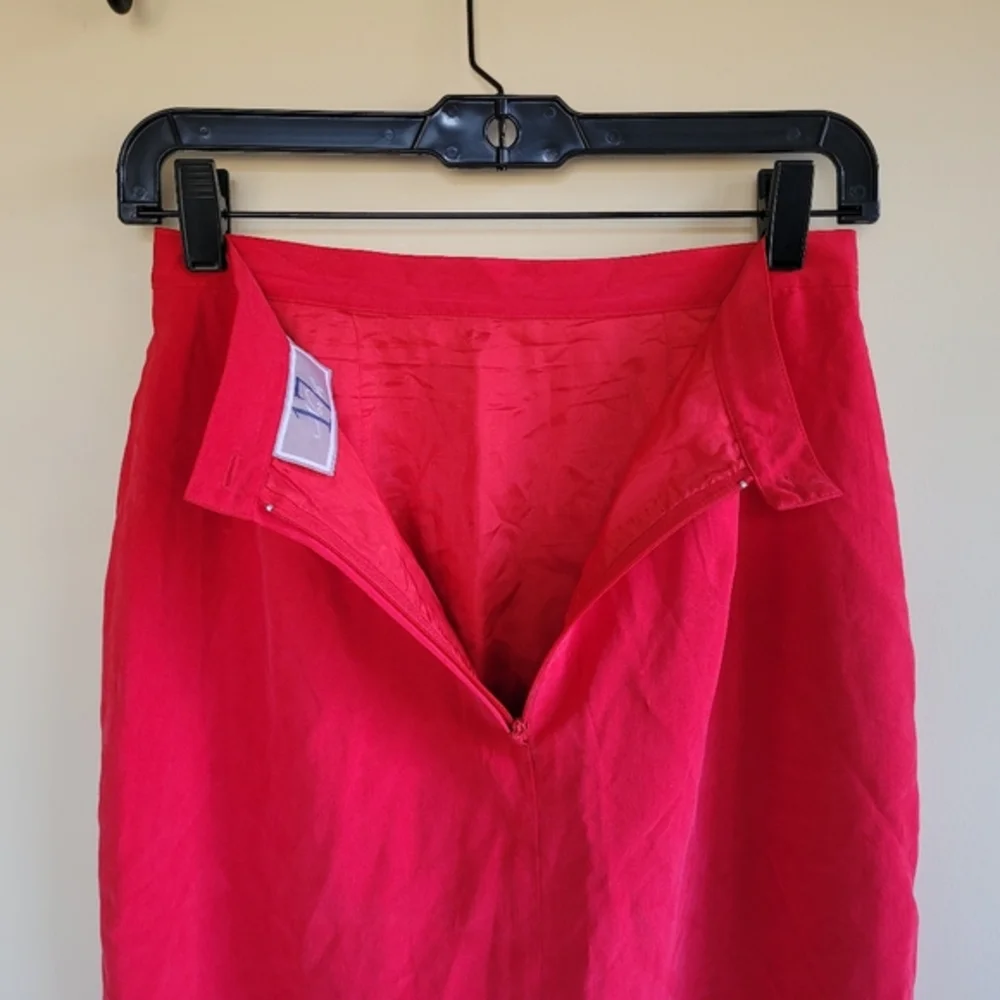17 North 100% Silk Midi Skirt Red 6
